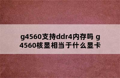 g4560支持ddr4内存吗 g4560核显相当于什么显卡